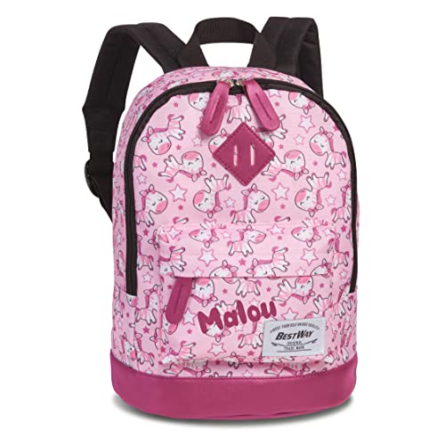 minimutz Kindergarten-Rucksack Mädchen mit Name | Kleiner personalisierter Rucksack Kinder Freizeitrucksack in pink Zebra