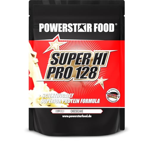 SUPER HI PRO 128 | Premium Mehrkomponenten Protein | Höchstmögliche Biologische Wertigkeit | 84% Protein i.Tr. | Low carb | Muskelaufbau & Abnehmen | Deutsche Herstellung | 1000g | Lemon Cheesecake