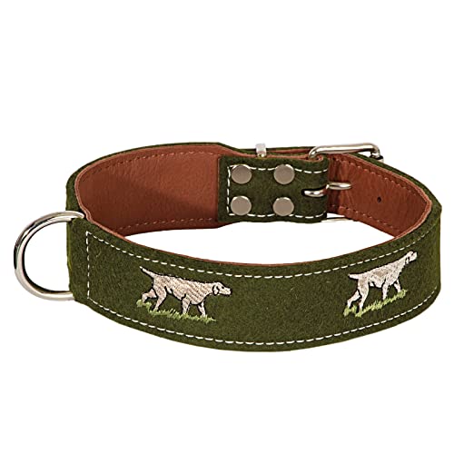 AKAH Filz Halsband für Jagdhunde - Hundehalsband für mittlere und große Hunde - Halsung Hund Bestickt (XXL)