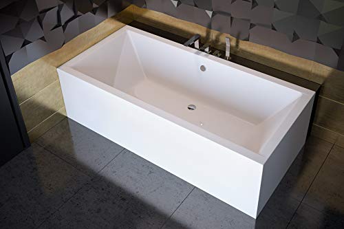 BADLAND Rechteck Badewanne Wanne Quadro 175x80 mit Acrylschürze, Füßen und Ablaufgarnitur GRATIS