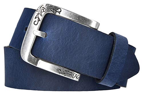 Mytem-Gear Damen Gürtel Leder Belt Ledergürtel Rindleder 40 mm Damengürtel kürzbar (110 cm, Blau)