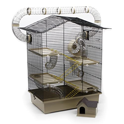 ZooPaul XXL Nagerkäfig Hamsterkäfig beige Maus Käfig inklusive Tunnelsystem viel Zubehör