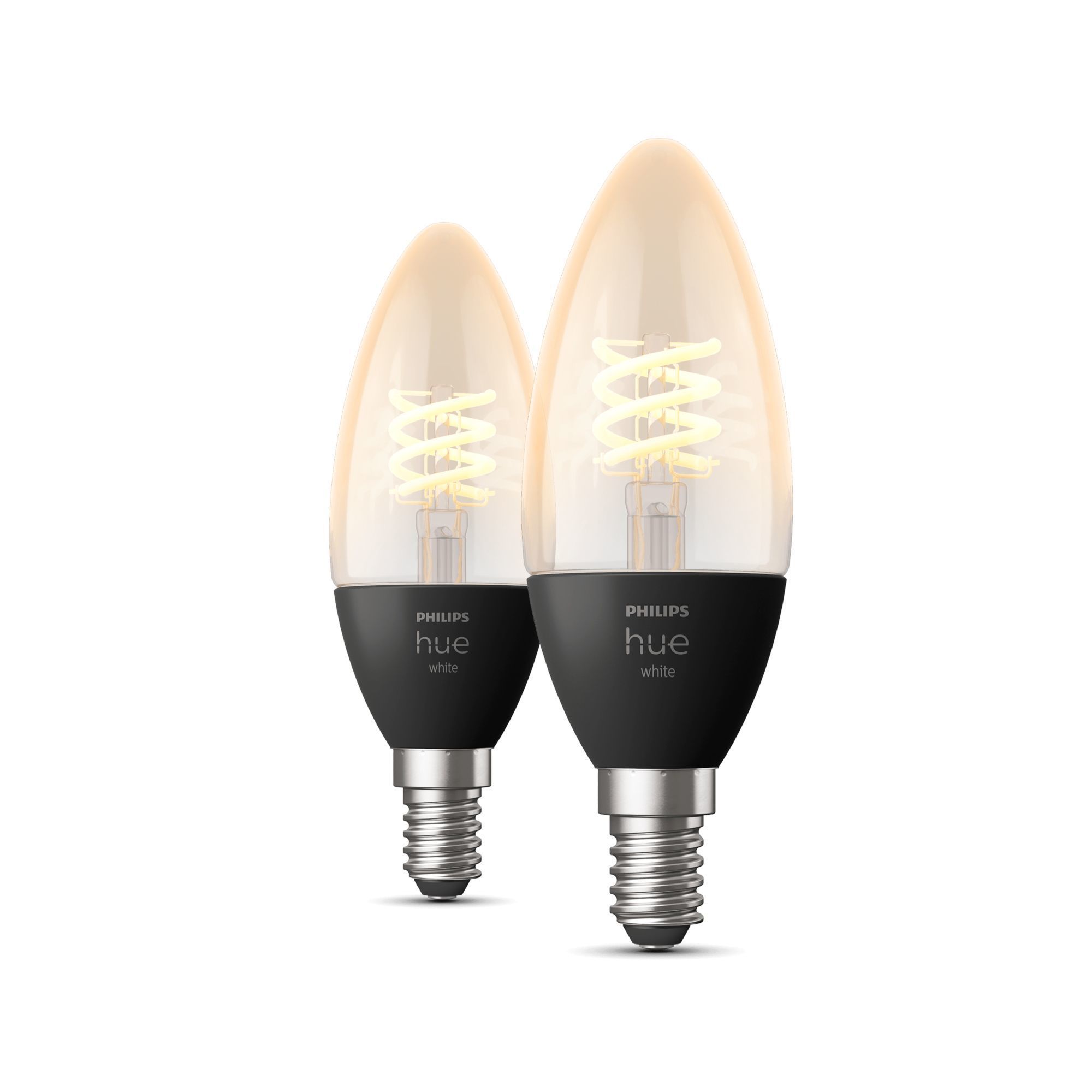 Hue White E14 - Filament Lampe Kerzenform Doppelpack - 300 (Schwarz)