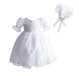 Cinda Baby Spitze Taufkleid Taufe Kleid und Mütze Weiß 68-80