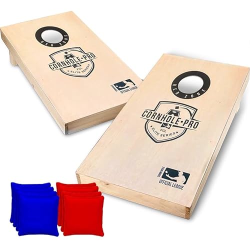 Offizielles Pro Cornhole | Amerikanisches Cornhole Spiel | Holz | Premium Qualität | Offizielle Wettkampfmaße 2 Boards + 8 Säcke + 1 Schutzhülle | Outdoor und Strandspiel | OriginalCup®