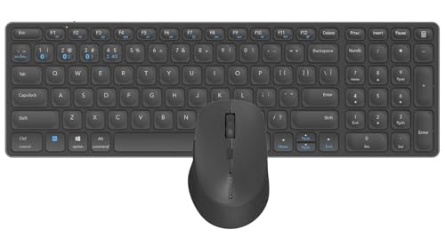 RAPOO | Kabellose Tastatur und Maus 9700M (QWERTY-Tastatur und ergonomische Bluetooth-Maus, kompatibel mit Windows und Mac, Akku, leises Klicken, Verbindung mit Mehreren Geräten) Schwarz