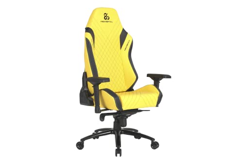 Newskill Neith Ergonomischer Gaming-Stuhl mit 4D-Armlehnen, 180 Grad verstellbare Rückenlehne, inklusive Lendenkissen und Nackenkissen, erhältlich in 9 Farben, Schwarz-Gelb