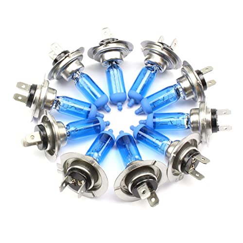 INION® SET- 10x Stück H7 55W PX26D 12Volt UV-Kristallglas mit GAS - XENON OPTIK Halogen Lampen Long Life Birnen Super White + 2x T10 Glassockellampen Autolampen