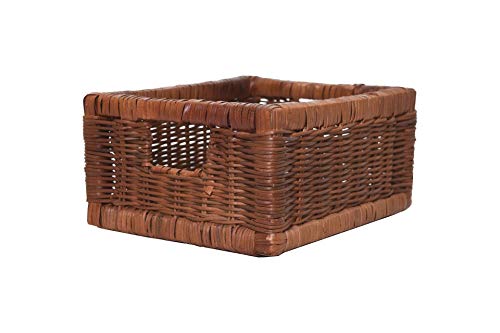 Flechtkorb Regalkorb Schrankkorb Rattan ATTRAKTIV Braun - 16 x 34 x 27 cm