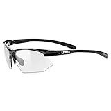 uvex Unisex – Erwachsene, sportstyle 802 V Sportbrille, selbsttönend, black/smoke, one size