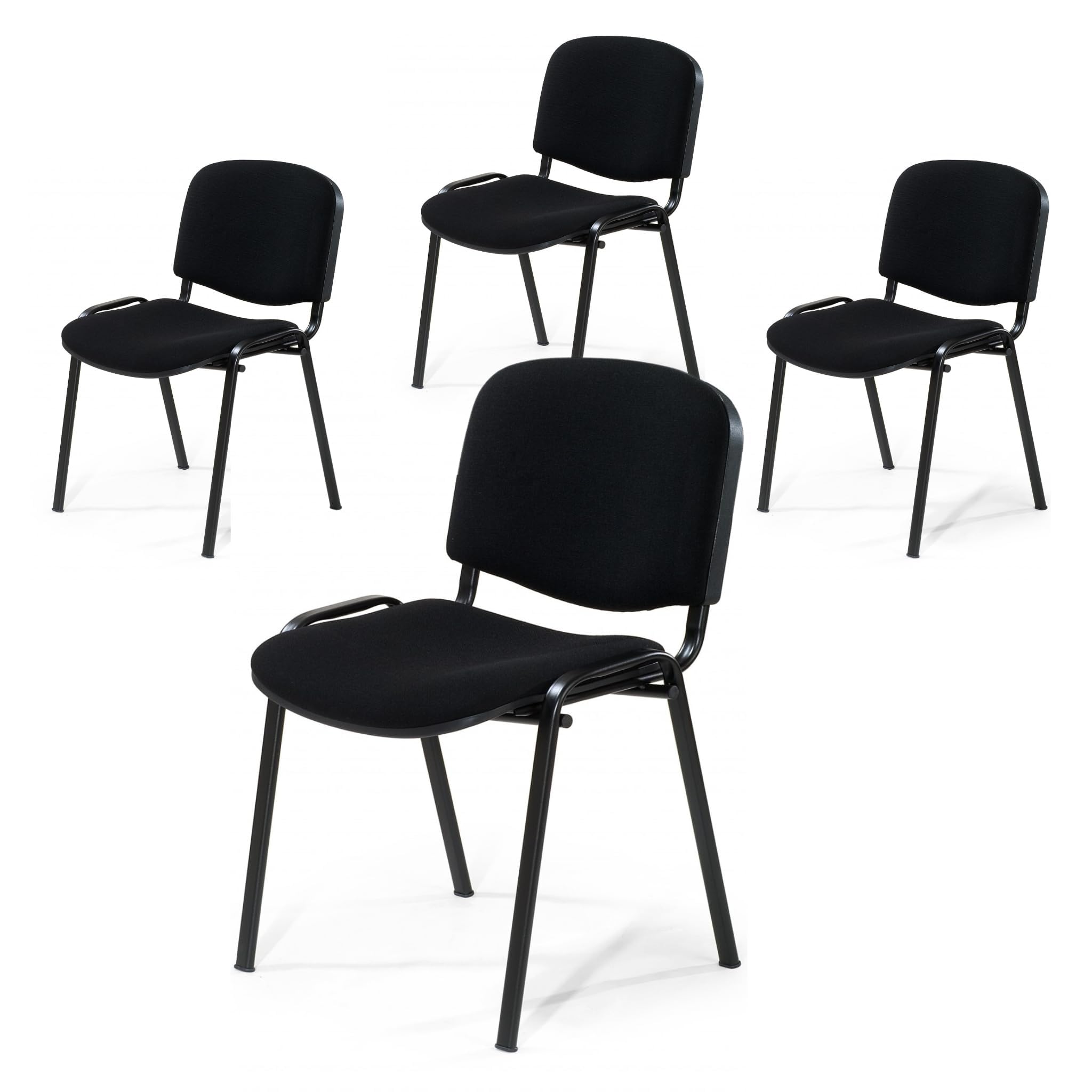 Büro & More 4er Set Besucherstuhl ISO, Bequemer Konferenzstuhl, stapelbar, mit gepolsterter Sitzfläche und Rückenlehne (Schwarz)