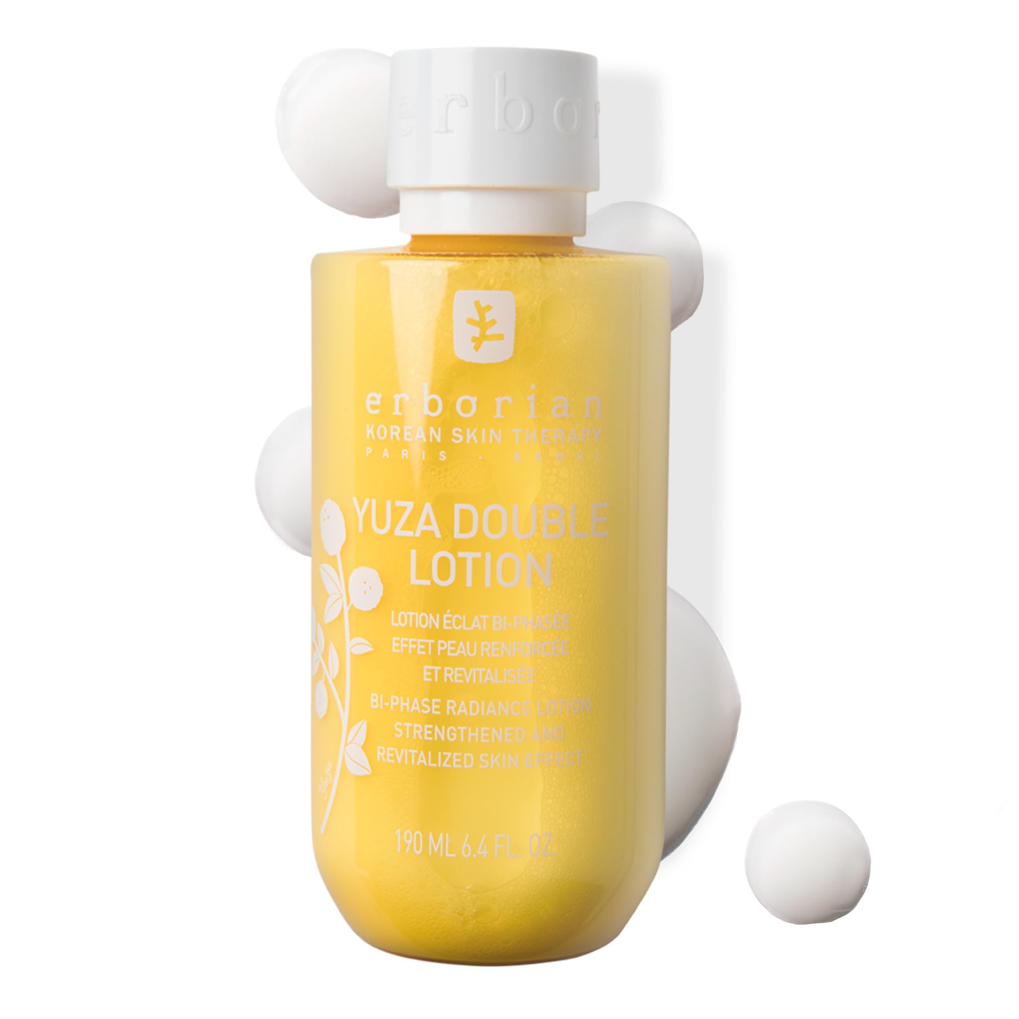 Erborian Yuza Double Lotion - Feuchtigkeitscreme für das Gesicht - Koreanische Gesichtspflege mit Yuza-Extrakt für einen strahlenden Teint - Glättet und versorgt die Haut mit Feuchtigkeit - 190 ml