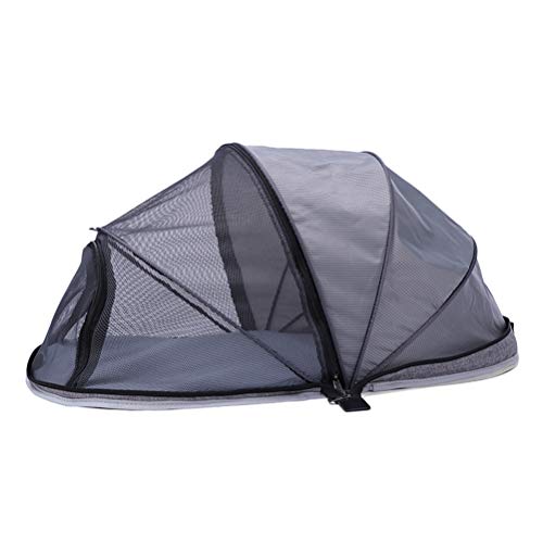 POPETPOP Popopopp Haustier-Zelt, tragbar, atmungsaktiv, faltbar, für Hunde, Katzen, Camping, Strand (grau)