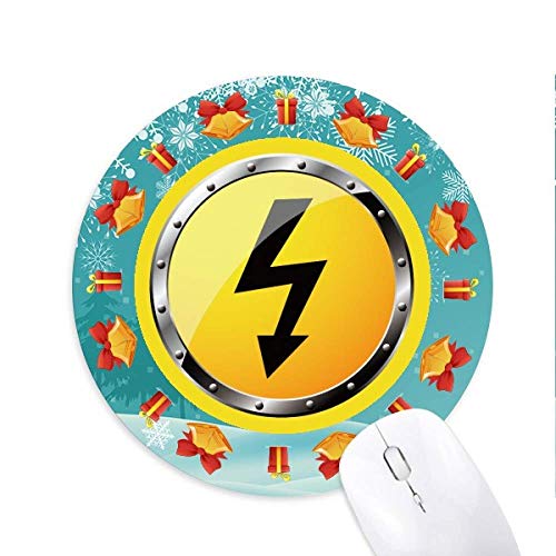 Logo Gelber Hintergrund Strom Gefährliche Mousepad Rund Gummi Maus Pad Weihnachtsgeschenk