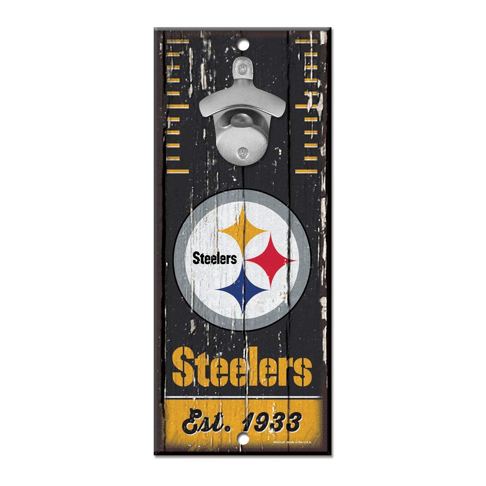 WinCraft NFL Pittsburgh Steelers Holzschild Flaschenöffner, Teamfarben, 12,7 x 27,9 cm
