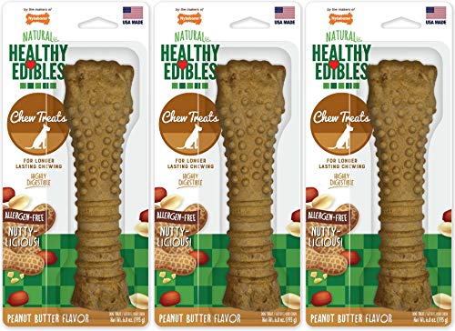(3 Pack) Nylabone Healthy Edibles All-Natural Peanut Butter Treat for Large Dogs