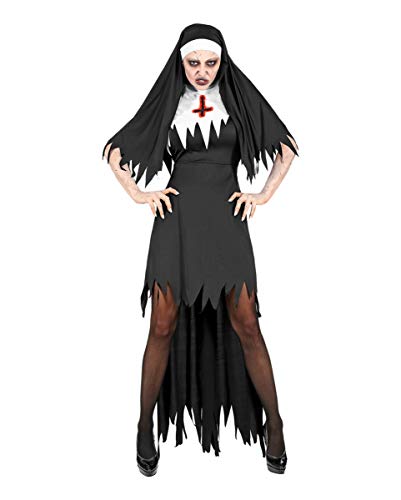Horror-Shop Dämonische Nonne Damenkostüm mit Haube als Verkleidung für Halloween und Fasching XS