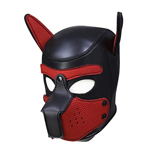 Wunhope kopfgeschirr maske sm Kopfharness Bondag Fetisch SM Sex Spielzeug augen maske sex hund Gummischwamm Kostüm kopfmaske für Paare Erwachsene (Rot)