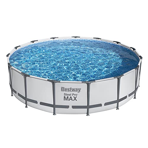 Bestway Steel Pro MAX Frame Pool Komplett-Set mit Filterpumpe Ø 457 x 107 cm, lichtgrau, rund