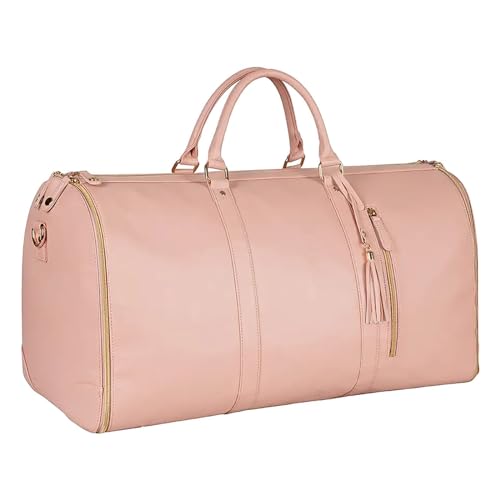 Umwandelbarer Handgepäck-Kleidersack, Kleidersäcke für Reisen, 2-in-1 zum Aufhängen, Anzugtasche für Duffle-Tasche, Anzugtasche Carry On Garment Bag mit Kulturbeutel (Pink)
