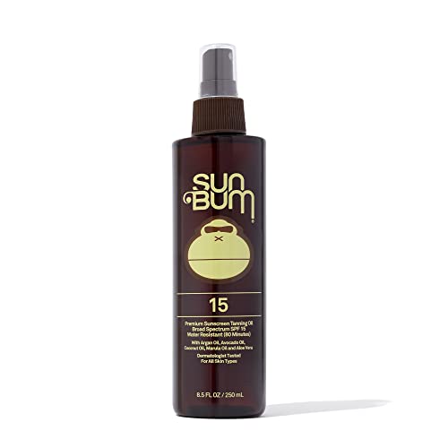 Sun Bum Moisturizing Tanning Oil, SPF 15, 9oz Bottle, Protecting Dark Tanning Oil, Organic Coconut Oil, Aloe Vera