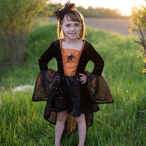 Krause & Sohn Hexen Kostüm Sybille Halloween mit Haarreif für Kinder 3-8 Jahre Kleid Spinne Fasching Karneval (7-8 Jahre)