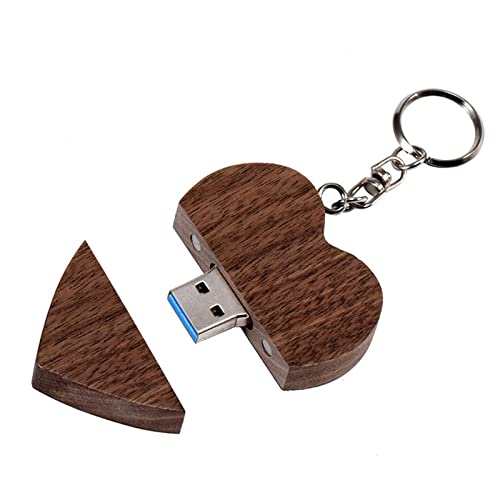 FeliSun Customized Holz Herz USB3.0 Flash Drive Pendrive 64 GB 32 GB 16 GB High Speed U Festplatte Memory Stick Externe Speicher Fotografie Hochzeitsgeschenke (128GB, Brown)