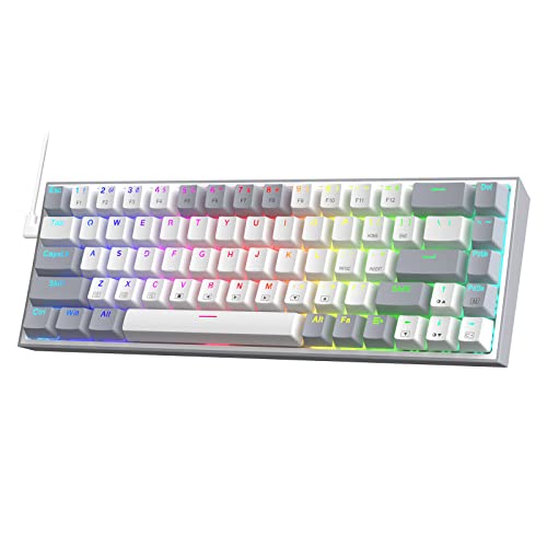 Redragon K631 65% kabelgebundene RGB-Gaming-Tastatur, 68 Tasten Hot-Swap-fähige kompakte mechanische Tastatur, Free-Mod-Platte montiert PCB & dedizierte Pfeiltasten, roter Linearschalter