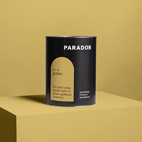 PARADOR Wandfarbe Golden gold senfgelb 2,5 L - nachhaltige Premium Innenfarbe matt - hohe Deckkraft tropffest spritzfest ergiebig schnelltrocknend geruchsneutral vegan
