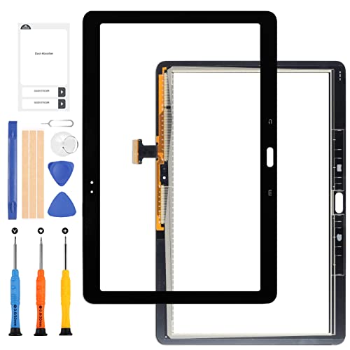 LADYSON Ersatz-Touchscreen für Samsung Galaxy Tab Pro 10,1 Zoll T520 T525 SM-T520 Touchscreen Digitizer Sensor Glas Panel Reparaturteile Kit mit Werkzeug (Black Touch)