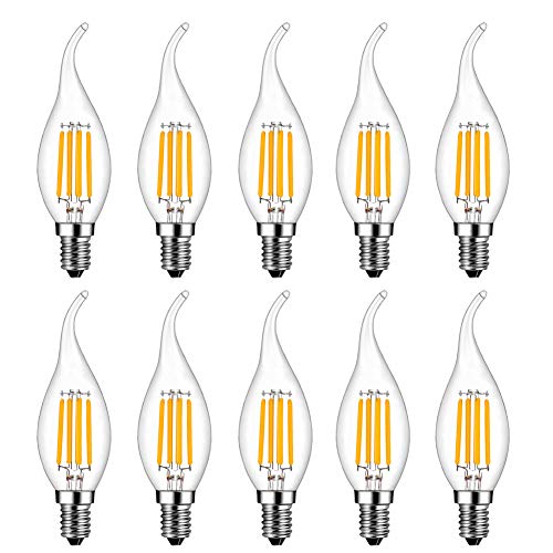 E14 LED Kerzenform, MENTA 10er Pack E14 Kerze LED Lampe, 4W ersetzt 40 Watt Kerze, 2700K Warmweiß, E14 Filament Fadenlampe, 220-240V AC, 400lm, 360° Abstrahlwinkel, nicht dimmbar, Klarglas