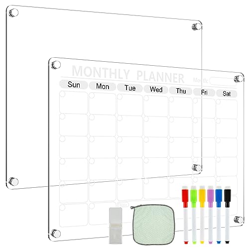 16x12inch Acryl -Magnetkalender Set transparenter Planung Blanker Board Trockener Erase -Kalender mit 6 Marker -Stifthaltertuch wiederverwendbares monatlich/wöchentlicher Planer für Bürohaus