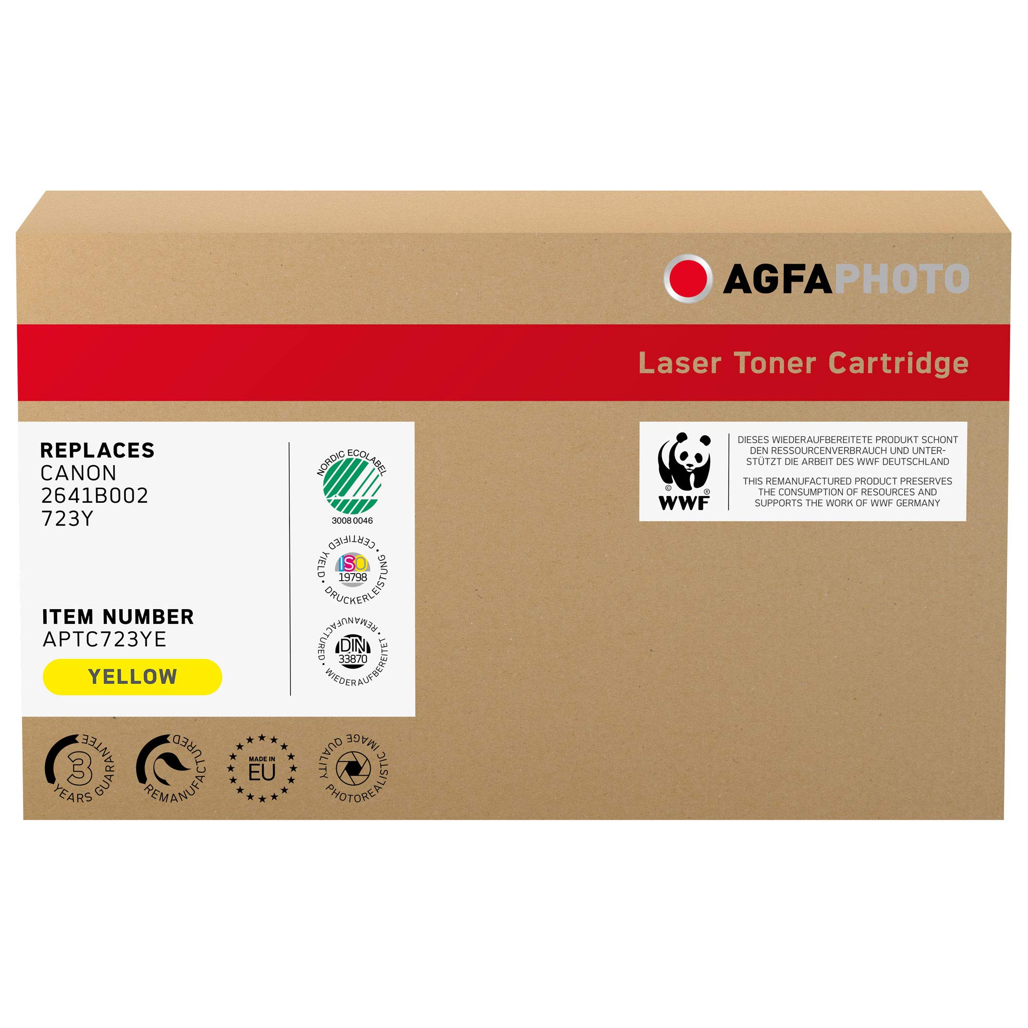 AgfaPhoto Laser Toner ersetzt Canon 2641B002; 723Y, 8500 Seiten, gelb (für die Verwendung in Canon LBP-7750)
