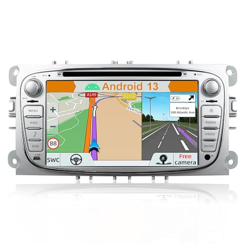 YUNTX Android 8.1 Autoradio für Ford Focus/Mondeo/S-Max/Connect (2008-2011) Radio mit GPS Navi Unterstützt Bluetooth | DAB+ | USB | Android Auto | WiFi | 4G | MicroSD |2 Din|7 Zoll|Mirrorlink