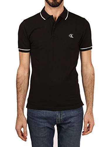 Calvin Klein Jeans Herren Tipping Slim Polo Hemd, Black, XS