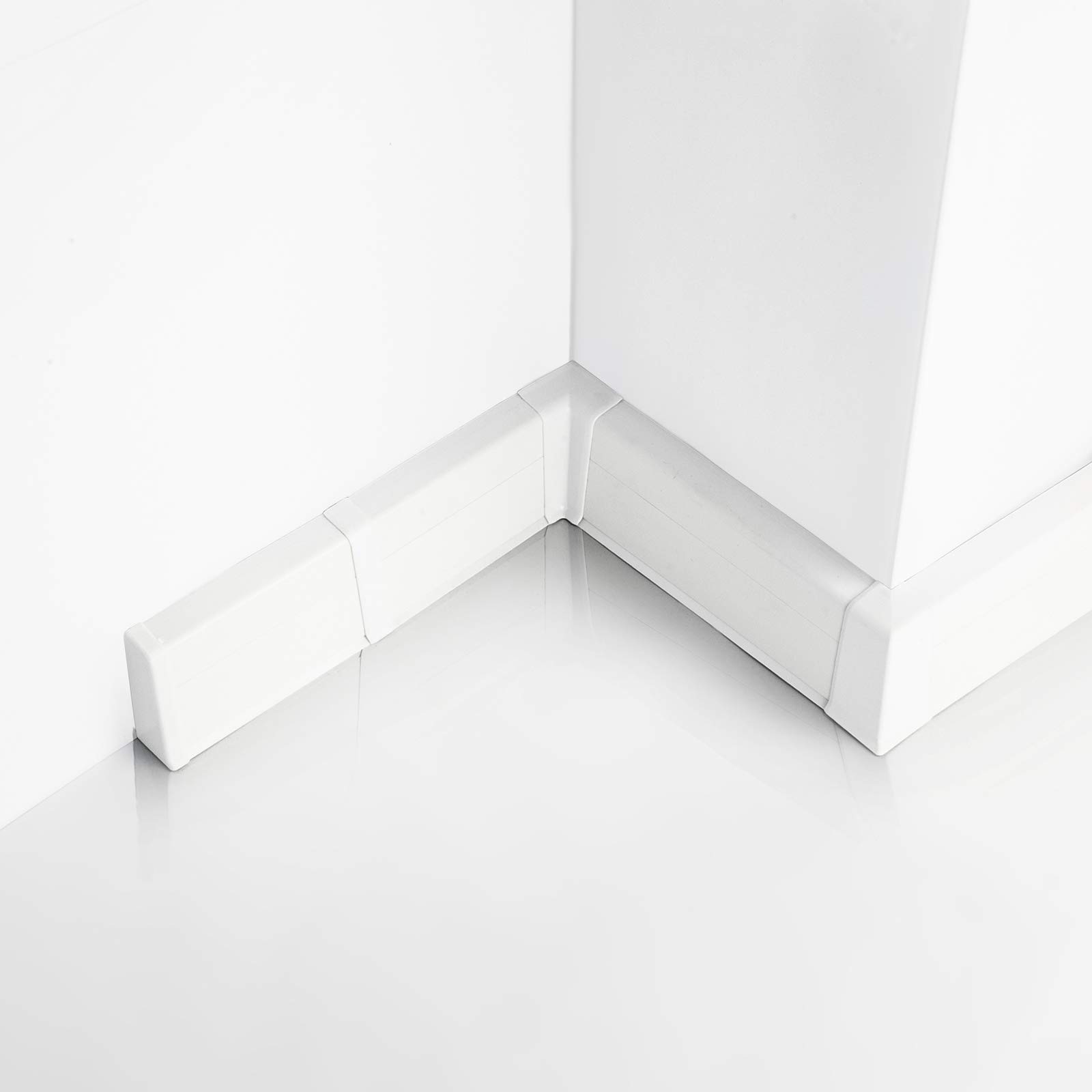 [DQ-PP] 20 Meter Sockelleisten 55mm PVC Weiß Laminatleisten Fussleisten aus Kunststoff PVC Laminat Dekore Fußleisten