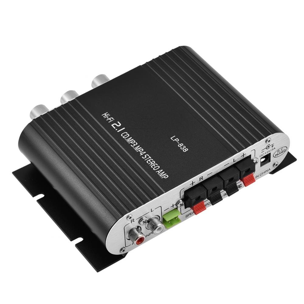 2-Kanal HiFi Stereo Bass Audio Power Amplifier 15W + 15W Digital Indoor Outdoor Amp für Auto Motorrad Boot (schwarz)