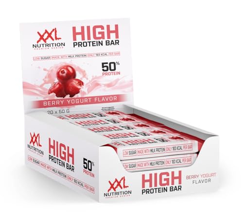 XXL Nutrition - High Protein Bar 2.0 - Proteinriegel, Protein Bar, Eiweißriegel, Protein Snack - Berry Yoghurt - 20 pack
