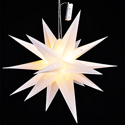 LED Weihnachtsstern Adventsstern Weiß Ø 58cm Christbaumstern Fensterstern Faltstern