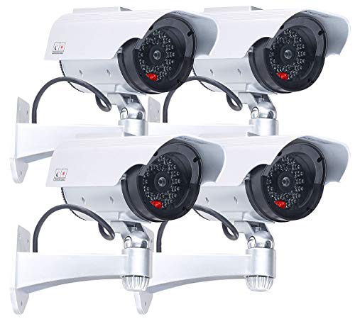 VisorTech Dummy-Kameras: 4er-Set Überwachungskamera-Attrappen mit Signal-LED (Dummy Überwachungskameras außen)