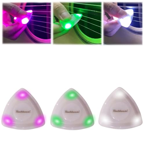 Beat Picks - Beatpicks Light up Guitar Pick, Dazzling Colourful Illuminated Guitar Plectrum - Auto LED Glowing Pick for Enhanced Stage Performance (Style A,3 Colors)