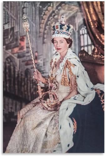 KEYGEM Königin Elizabeth II. Poster Porträt Wandkunst Königin Elizabeth II. Drucke Königin Elizabeth II. Leinwandgemälde Home Wanddekoration Bild 50x70cm Kein Rahmen