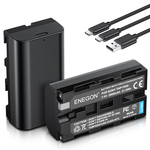 ENEGON NP-F550 USB-C Direktladefähige Ersatzakkus 2900mAh (Doppelpack) für NP-F550,kompatibel mit r Sony NP F970, F960, F770, F750, F570, F530, F330, CCD-SC55, TR516, TR716, TR818, CCD-RV100 CCD-RV200