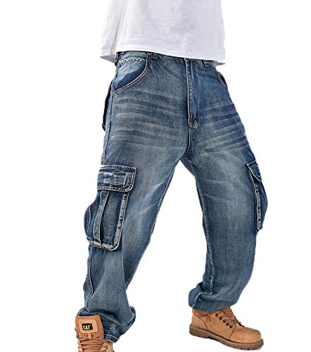 Männer Hip Hop Style Baggy Jeans Rap Jeans Multi Taschen Cargo Jeans