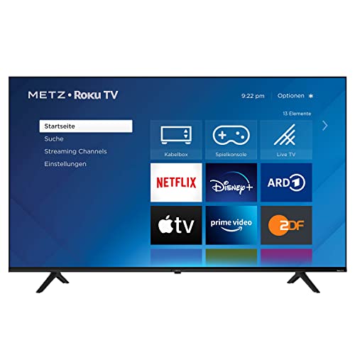 METZ Blue Roku TV | 4K UHD Smart TV | 43 Zoll | 109 cm | Fernseher mit Triple Tuner | TV mit WLAN | LAN | HDMI | USB | HDTV | Netflix | Prime | Disney + | AppleTV + UVM.