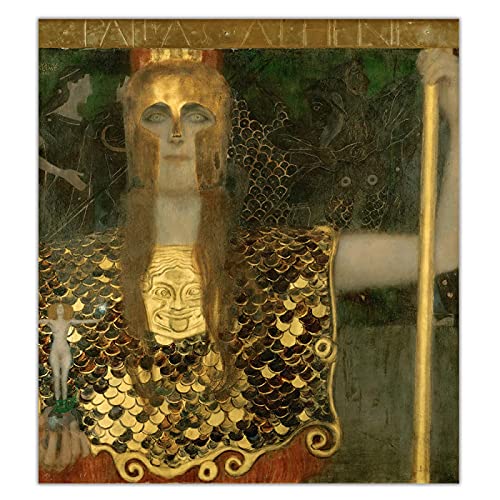 Gustav Klimt《Pallas Athena》Leinwandkunst Ölgemälde Berühmte Kunstwerk Poster Bild Wanddekor Home Interior Dekoration 70x70cm (26x26inch) Ungerahmt