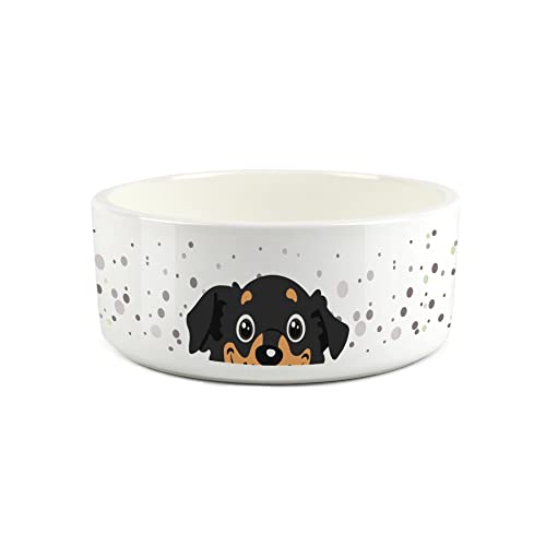 Peeping Dog Futternapf für Hunde, groß, Keramik, Weiß