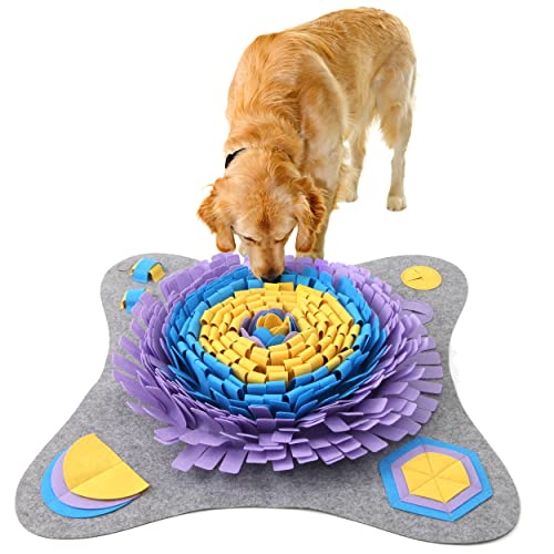 Lucky Sign Schnüffelteppich für Hunde Intelligenzspielzeug Trainingsmatte für Haustier Hunde Katzen mit 4 Stück Saugnapf, 64x64cm