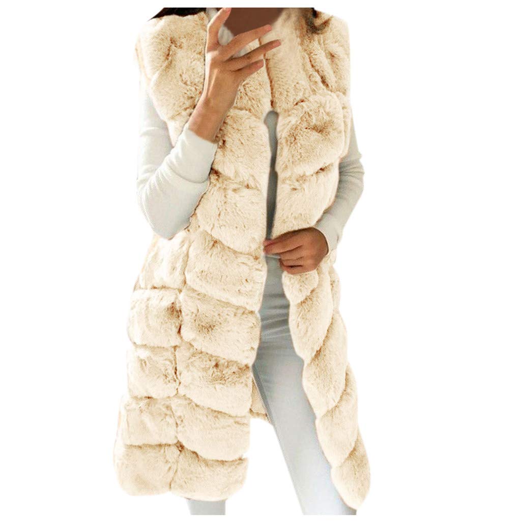 PPangUDing Plüschjacke Waistcoat Damen Klassisch Ärmellos Einfarbig Teddy-Fleece Verdicken Warm Große Größen Wollmantel Strickjacke Outwear Herbst Winter Casual Wild Mittellang Flauschig Parka