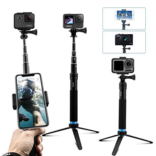 AuyKoo Pole Ausziehbar Selfie Stick, Handheld Wasserdicht Teleskop Stange, Reisen Einbeinstativ Stativ Halterung Ständer für GoPro Fusion, GoPro Hero7 Black Hero 2018 6 5 4 Session Kameras